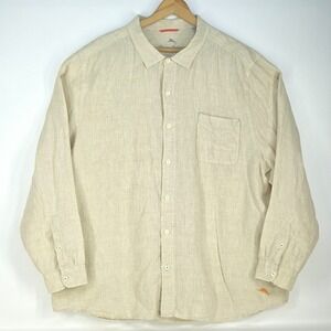 Tommy Bahama Button Up Shirt Mens XXXL/TT 100% Linen Long Sleeve Summer Comfort